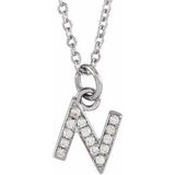 Natural Diamond Petite Block Initial Necklace