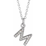 Natural Diamond Petite Block Initial Necklace