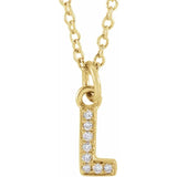 Natural Diamond Petite Block Initial Necklace