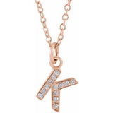 Natural Diamond Petite Block Initial Necklace