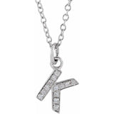 Natural Diamond Petite Block Initial Necklace