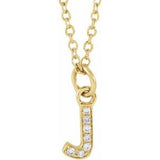 Natural Diamond Petite Block Initial Necklace