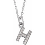 Natural Diamond Petite Block Initial Necklace