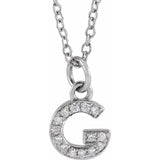 Natural Diamond Petite Block Initial Necklace