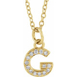 Natural Diamond Petite Block Initial Necklace