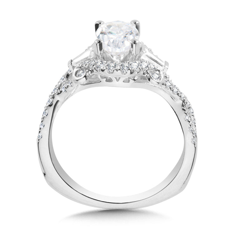Tapered Oval and Baguette 3-Stone Diamond Engagement Ring