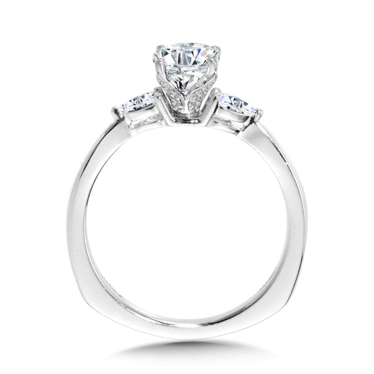 Tapered 3-Stone Oval and Pear Diamond Engagement Ring