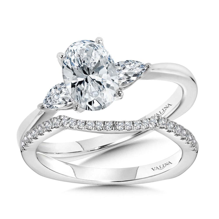 Tapered 3-Stone Oval and Pear Diamond Engagement Ring