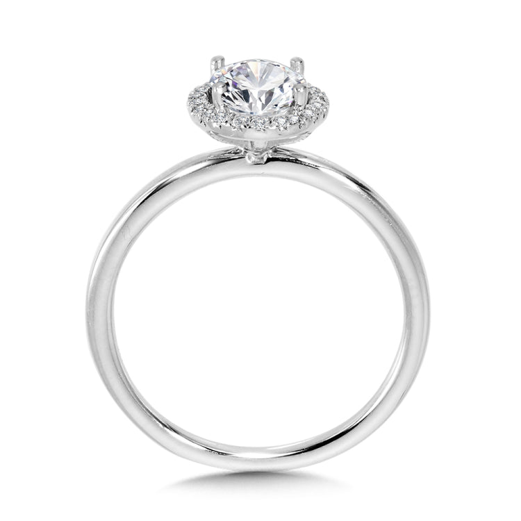 Classic Straight Oval Halo Engagement Ring