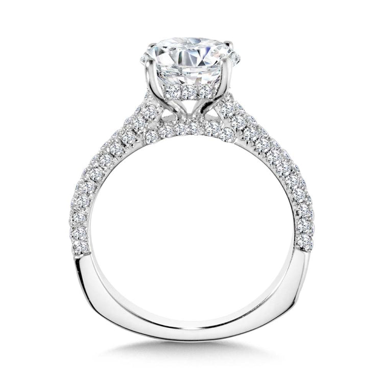 Straight Pave-Set Hidden Halo Diamond Engagement Ring