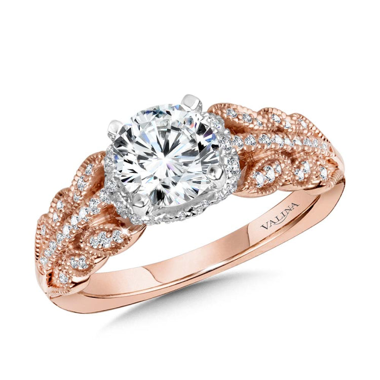 Floral-Inspired, Milgrain-Beaded, Hidden Accents Diamond Engagement Ring