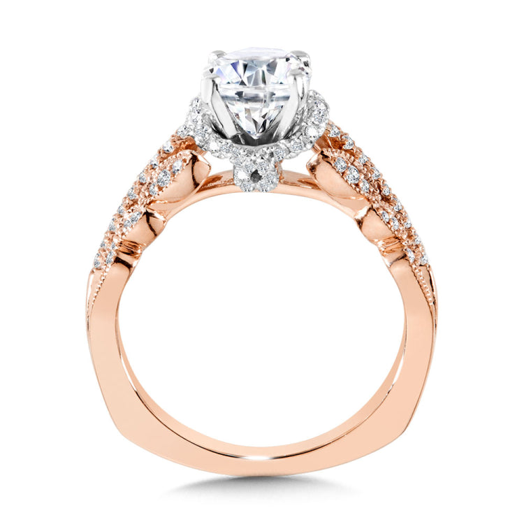 Floral-Inspired, Milgrain-Beaded, Hidden Accents Diamond Engagement Ring