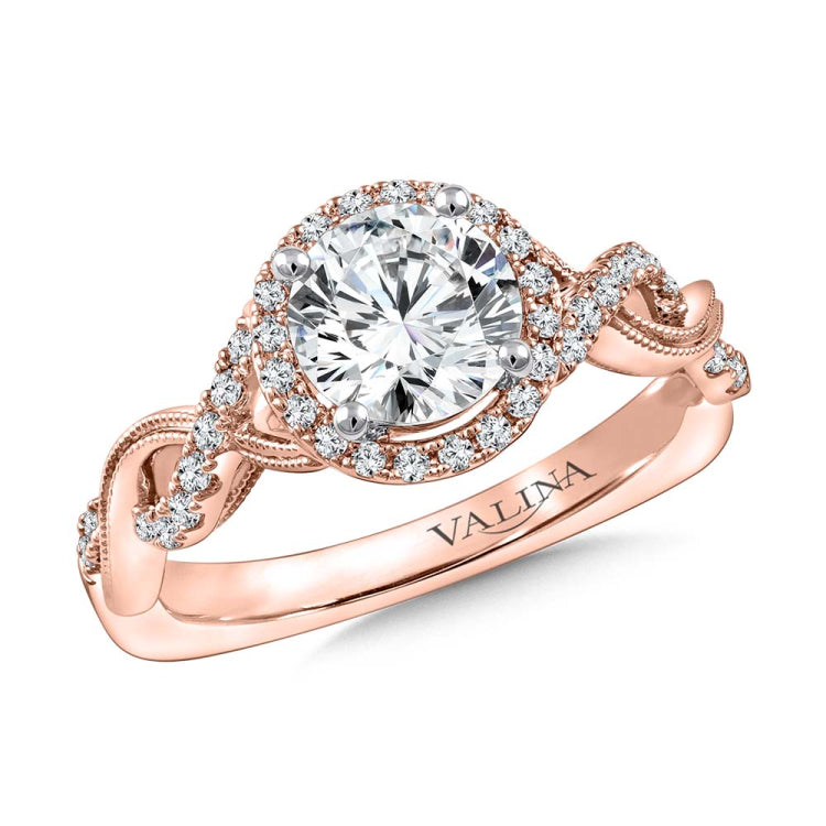 Crisscross Diamond Halo Engagement Ring