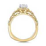 Diamond engagement ring mounting with milgrain and 