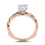 Diamond crisscross engagement ring mounting set in 14k rose gold. M