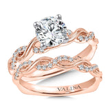 Diamond crisscross engagement ring mounting set in 14k rose gold. M