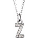 Natural Diamond Petite Block Initial Necklace