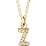 Natural Diamond Petite Block Initial Necklace