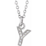 Natural Diamond Petite Block Initial Necklace