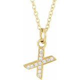 Natural Diamond Petite Block Initial Necklace