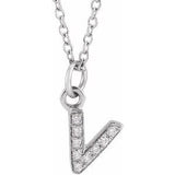 Natural Diamond Petite Block Initial Necklace