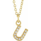 Natural Diamond Petite Block Initial Necklace