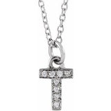 Natural Diamond Petite Block Initial Necklace