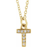 Natural Diamond Petite Block Initial Necklace