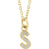 Natural Diamond Petite Block Initial Necklace