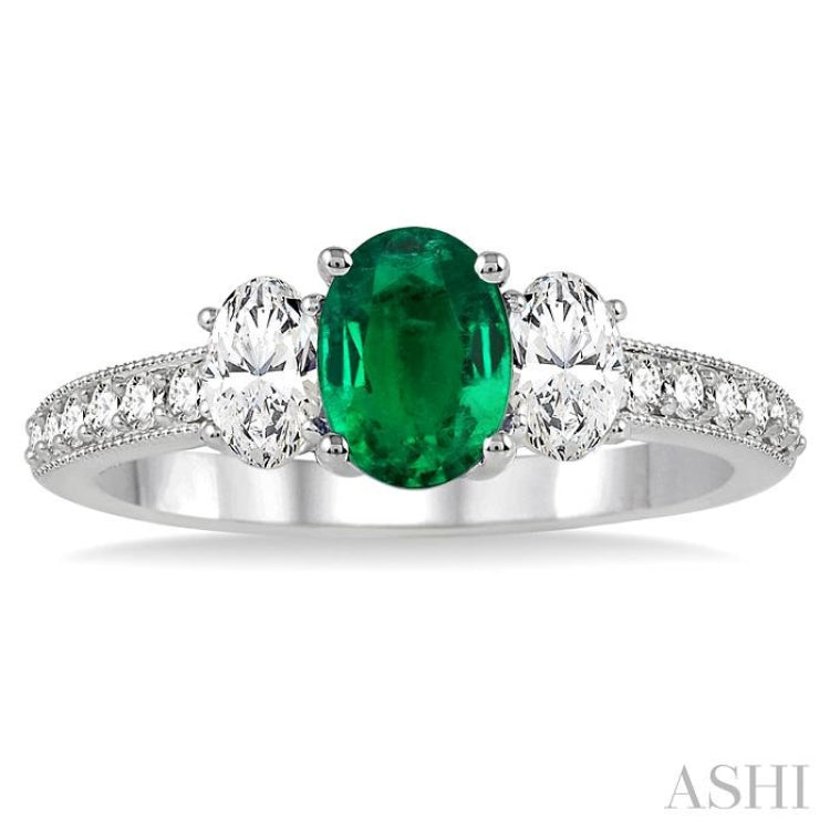 Oval Shape Gemstone & Diamond Ring