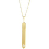 14K Yellow .03 CTW Natural Diamond Engravable Bar 18" Necklace - Luvona