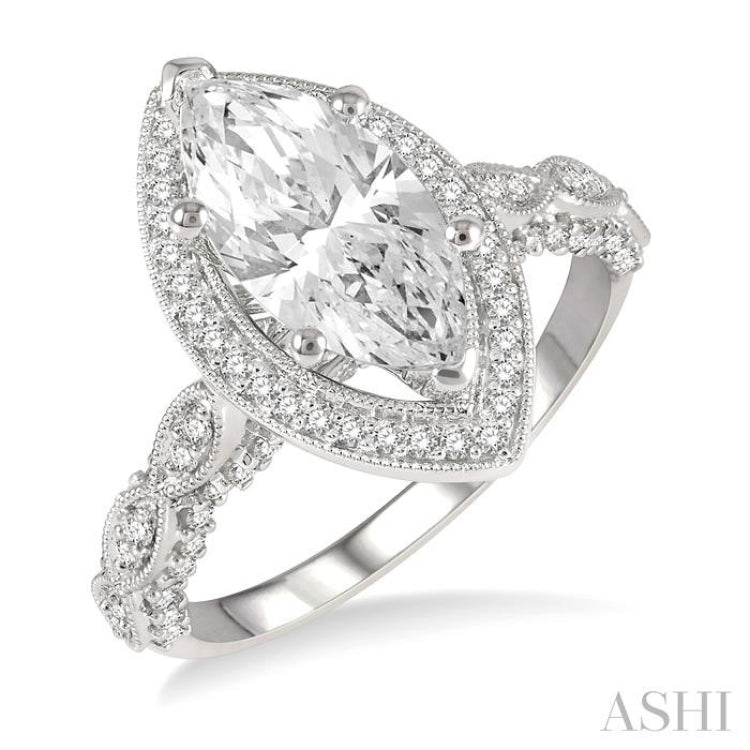 Marquise Shape Semi-Mount Diamond Engagement Ring