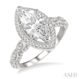 Marquise Shape Semi-Mount Diamond Engagement Ring