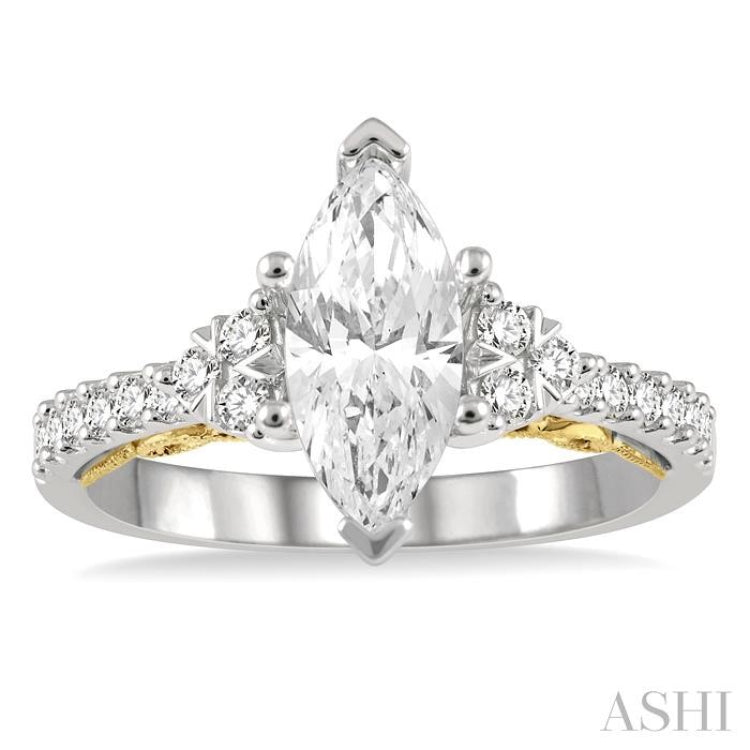 Marquise Shape Semi-Mount Diamond Engagement Ring