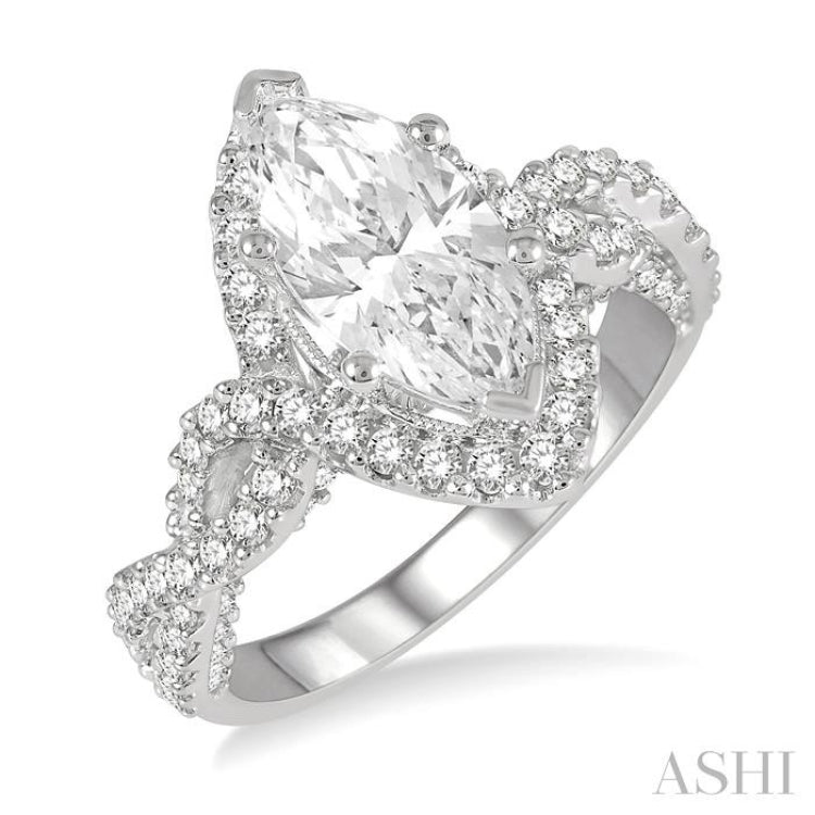 Marquise Shape Semi-Mount Diamond Engagement Ring