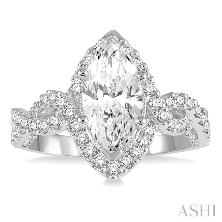 Marquise Shape Semi-Mount Diamond Engagement Ring