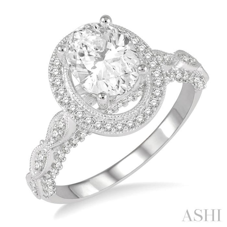 Oval Shape Semi-Mount Diamond Engagement Ring