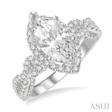 Marquise Shape Semi-Mount Diamond Engagement Ring