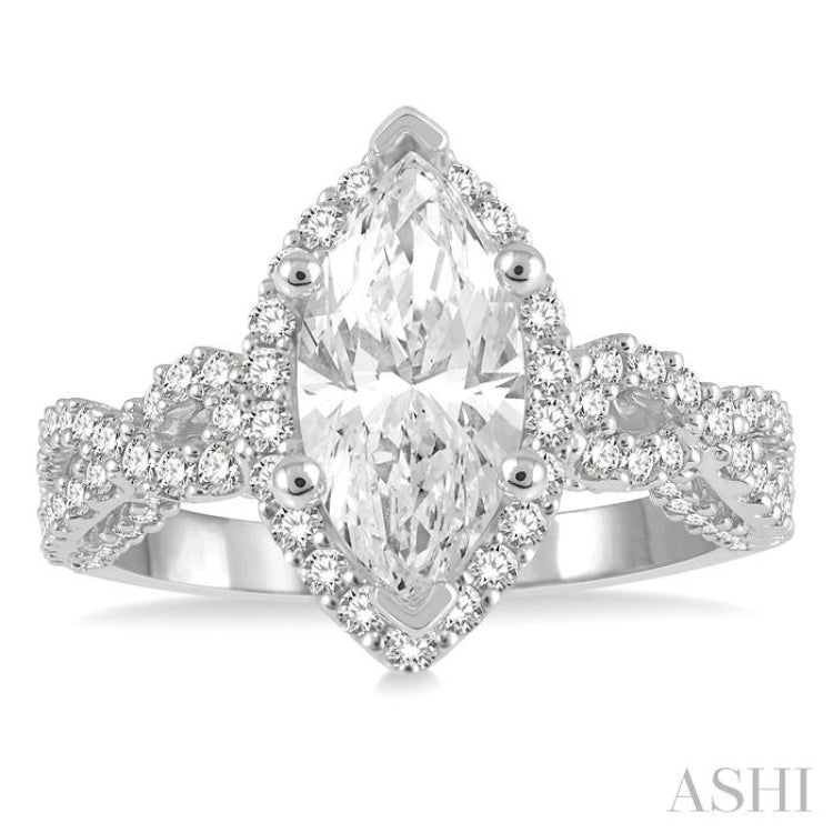 Marquise Shape Semi-Mount Diamond Engagement Ring