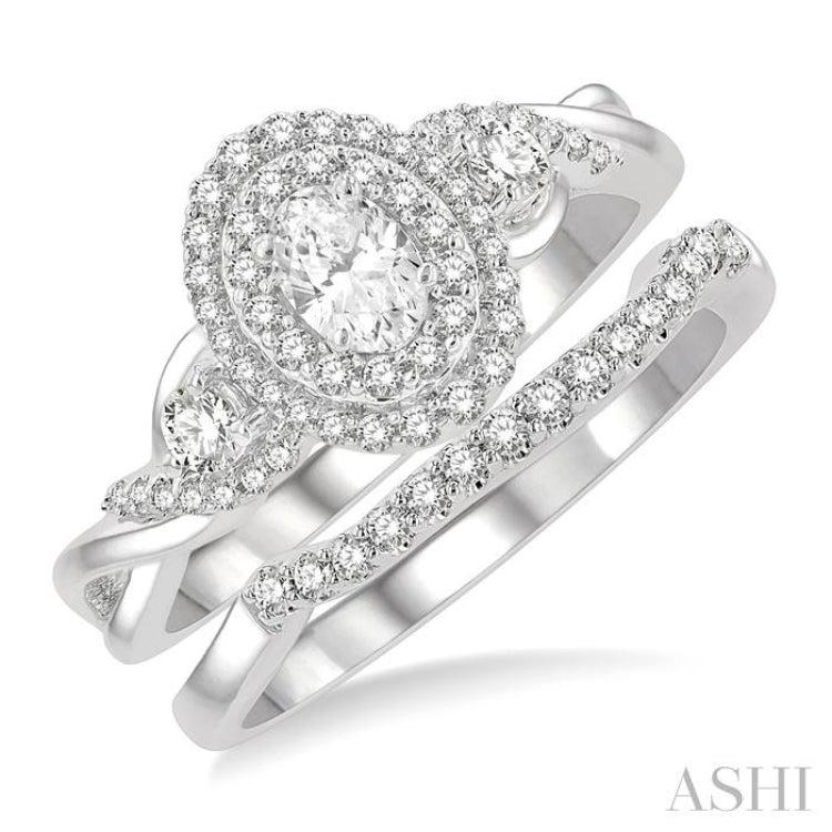 Oval Shape Diamond Wedding Set