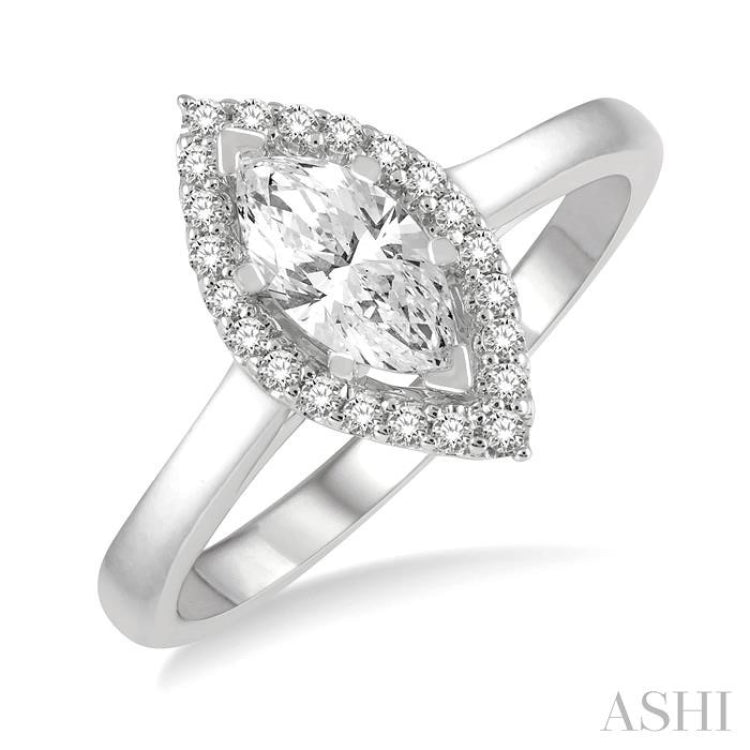 Marquise Shape Semi-Mount Diamond Engagement Ring