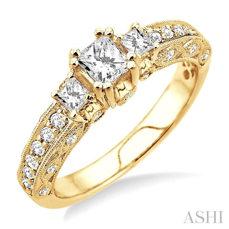 Past Present & Future Semi-Mount Diamond Engagement Ring