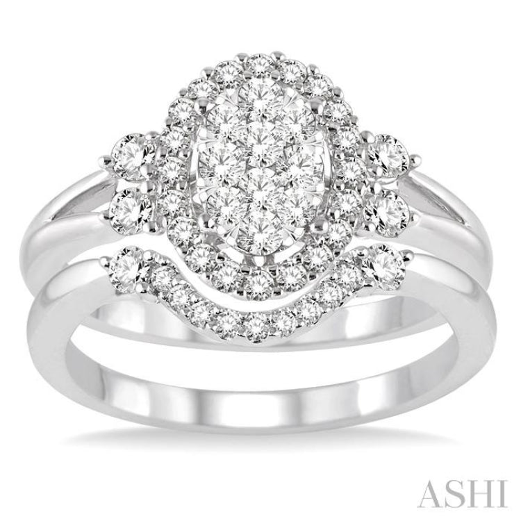 Oval Shape Lovebright Diamond Wedding Set