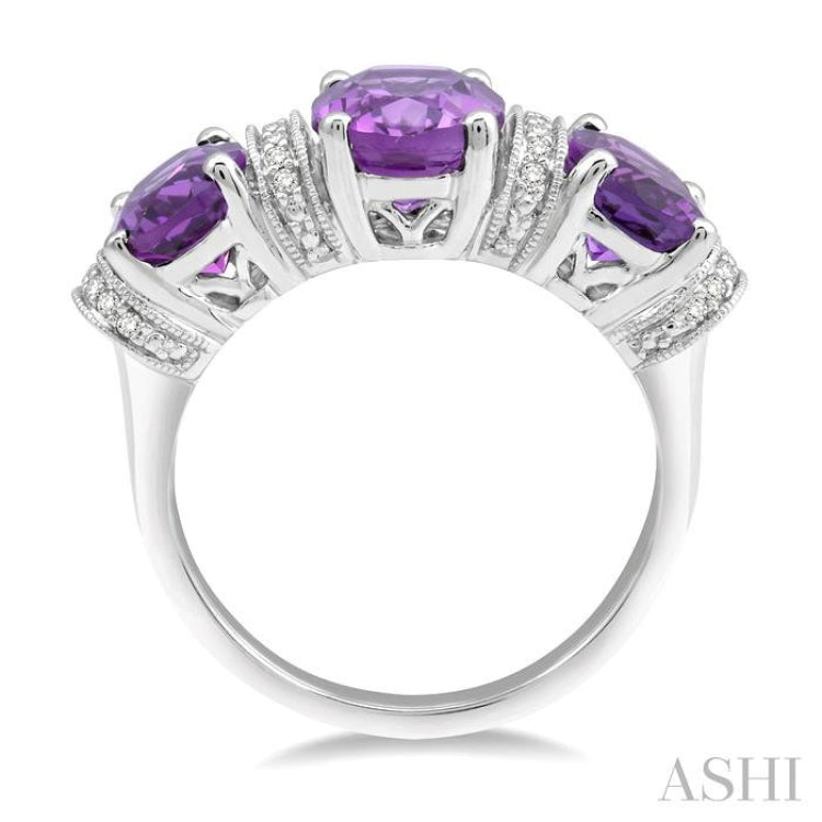 Oval Shape Past Present & Future Gemstone & Diamond Ring