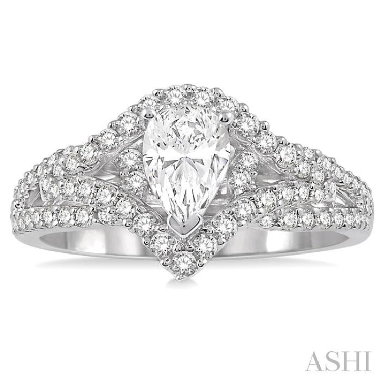 Pear Shape Semi-Mount Diamond Engagement Ring