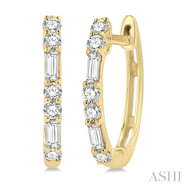 Petite Baguette Diamond Huggie Earrings