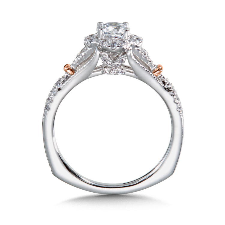Diamond engagement ring mounting in 14k White & Rose Gold.
