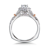 Diamond engagement ring mounting in 14k White & Rose Gold.