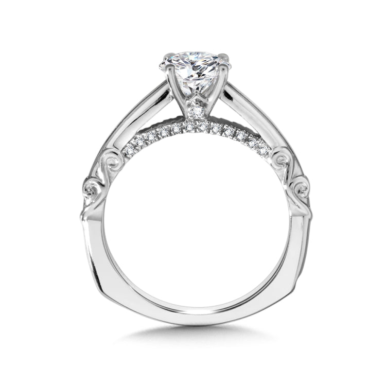 Diamond Solitaire Engagement Ring w/ Diamond Arch & Spiral Ungergallery