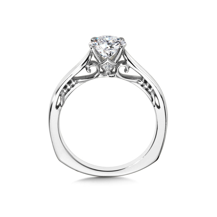 Tapered Diamond Solitaire Engagement Ring w/ Spiral Diamond Undergallery